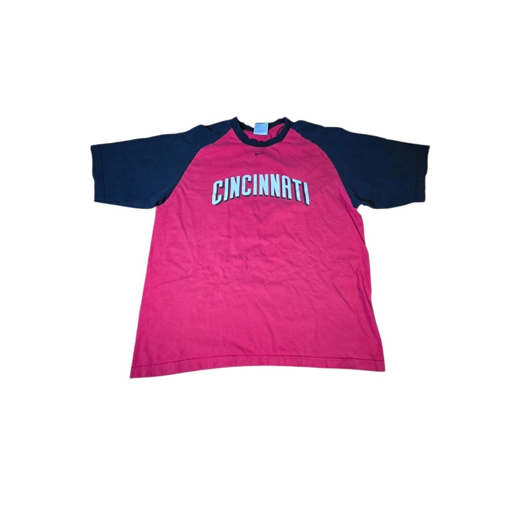 Nike Cincinnati Shirt Mens L‎ Red Black Raglan Tee Center Swoosh NCAA Style B5